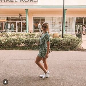 Abercrombie & Fitch Green and White Floral Romper